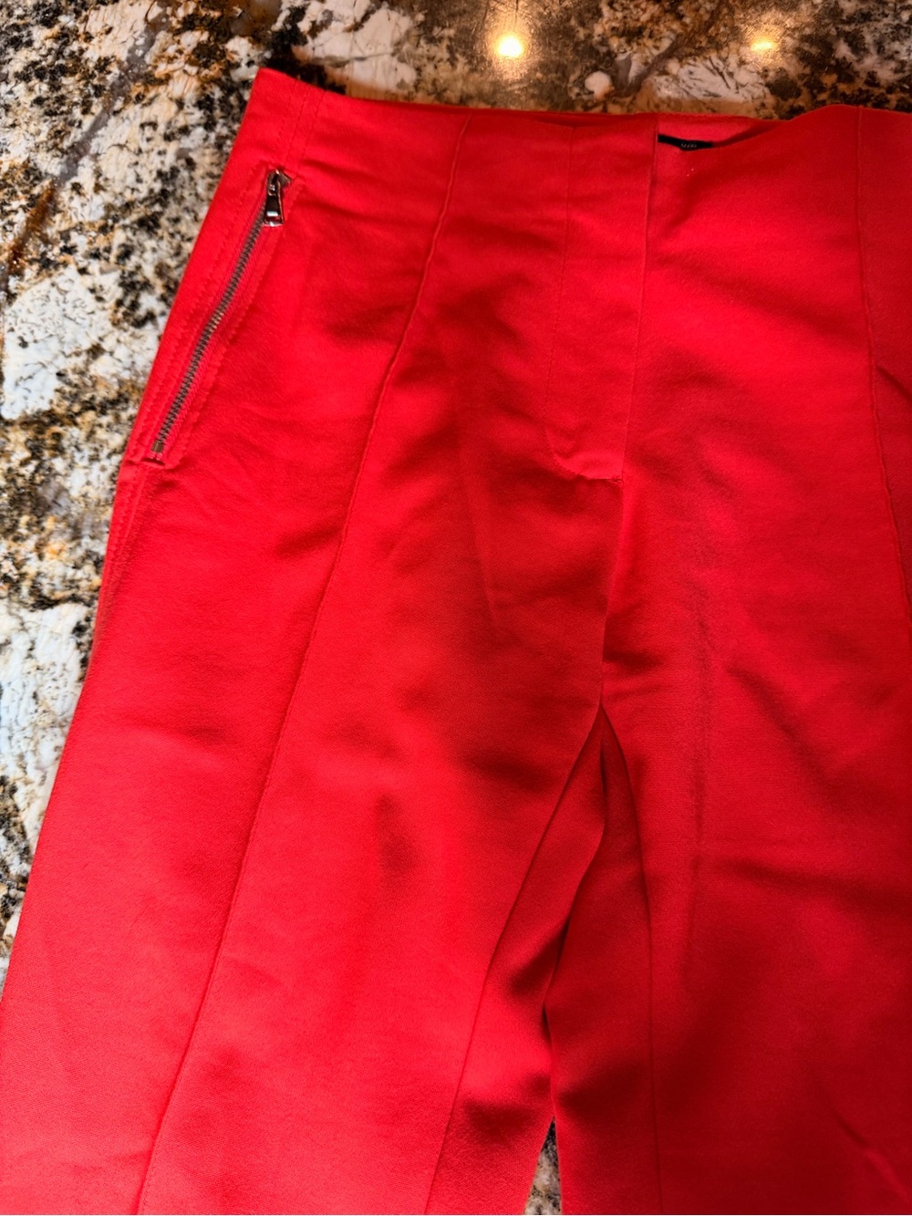 Zara pants, bright coral red, side zip and back pockets, straight leg, Sz Small - Picture 4 of 14